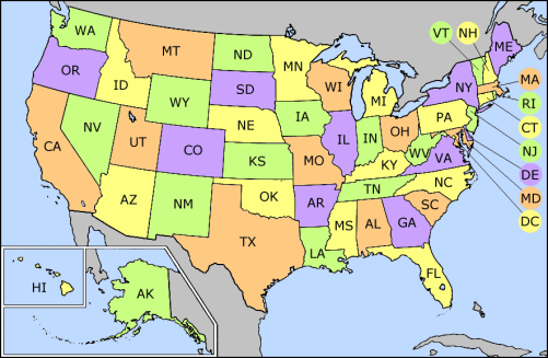 States in the US